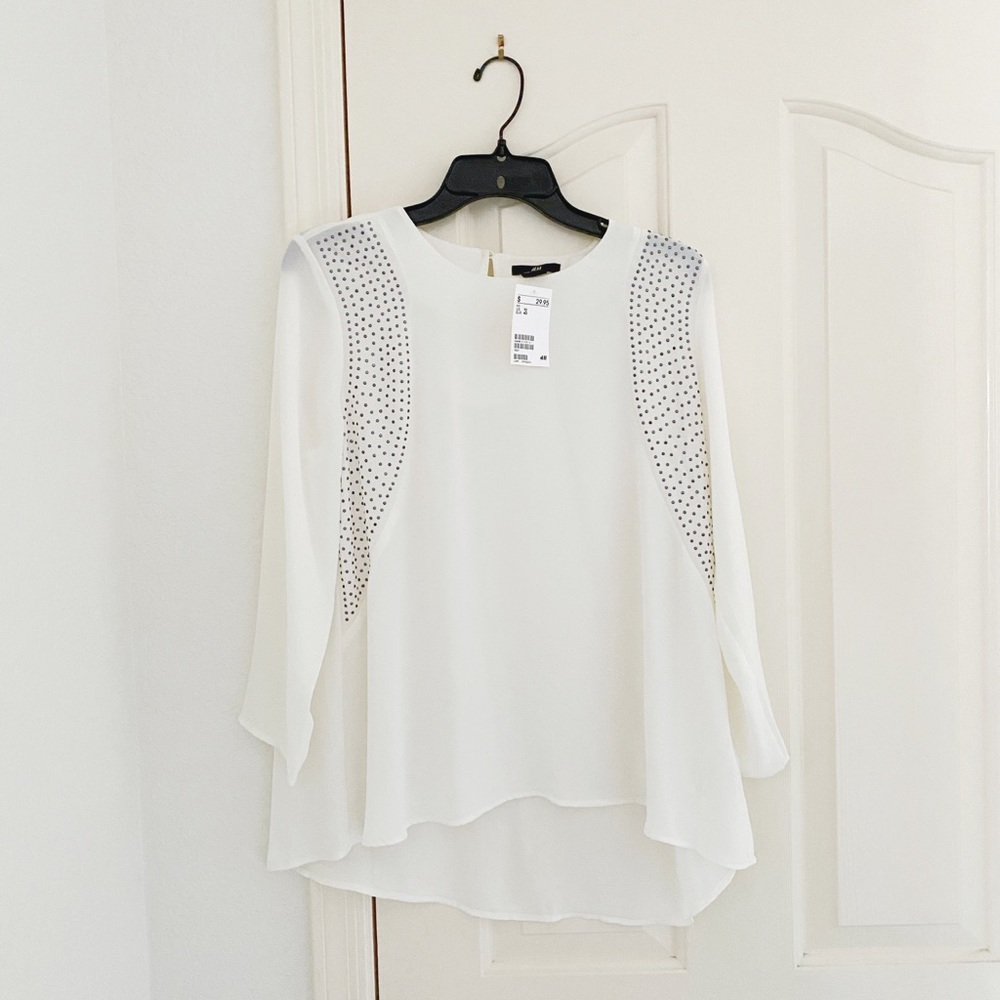 NWT H&M White Blouse With Stud Detail
